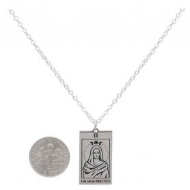 Sterling Silver 18 Inch High Priestess Tarot Card Necklace