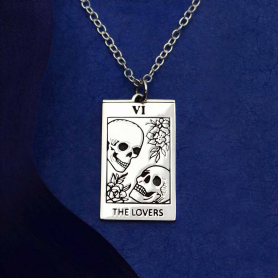 Sterling Silver Lovers Tarot Card Necklace