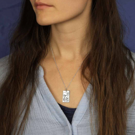 Sterling Silver 18 Inch Lovers Tarot Card Necklace