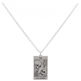 Sterling Silver 18 Inch Lovers Tarot Card Necklace