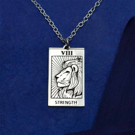 Sterling Silver Strength Tarot Card Necklace
