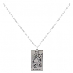 Sterling Silver 18 Inch Strength Tarot Card Necklace