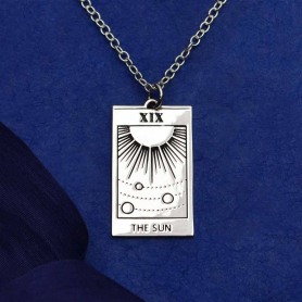Sterling Silver Sun Tarot Card Necklace