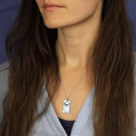 Sterling Silver 18 Inch Sun Tarot Card Necklace