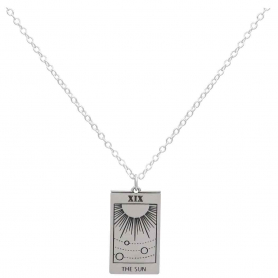 Sterling Silver 18 Inch Sun Tarot Card Necklace
