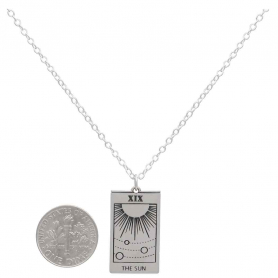 Sterling Silver 18 Inch Sun Tarot Card Necklace
