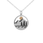 Mixed Metal Mountain Tree and Waves Layered Pendant Necklace