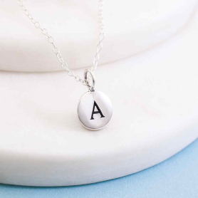 Sterling Silver Initial Charm Necklace - Letter A