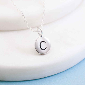 Sterling Silver Initial Charm Necklace - Letter C