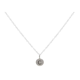 Sterling Silver Letter Charm Necklace - Initial C Front View