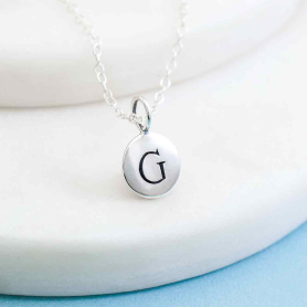 Sterling Silver Initial Charm Necklace - Letter G
