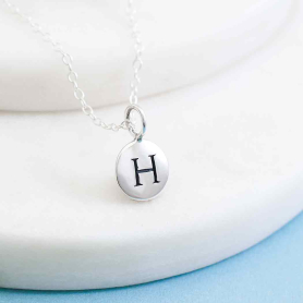 Sterling Silver Initial Charm Necklace - Letter H