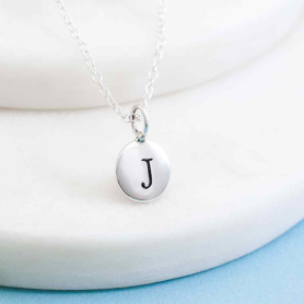 Sterling Silver Initial Charm Necklace - Letter J