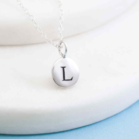 Sterling Silver Initial Charm Necklace - Letter L