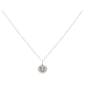 Sterling Silver Letter Charm Necklace - Initial U Front View