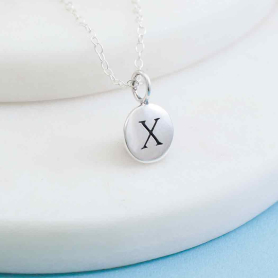 Sterling Silver Initial Charm Necklace - Letter X