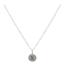 Sterling Silver Letter Charm Necklace - Initial X Front View