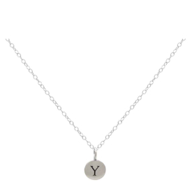Sterling Silver Letter Charm Necklace - Initial Y Front View