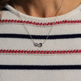 Sterling Silver Infintiy Knot Festoon Necklace on model