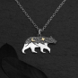 Sterling Silver 18 Inch Bear Charm Necklace with Bronze Moon