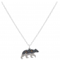 Sterling Silver 18 Inch Bear Charm Necklace with Bronze Moon