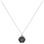 Silver 18 Inch Hexagon and Bronze Bee Charm Necklace