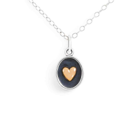 Sterling Silver Shadow Box with Bronze Heart Necklace