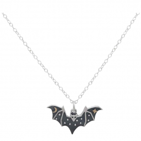 Sterling Silver Bat Necklace with Bronze 18 Inch