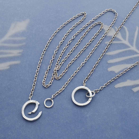 Nina Designs Sterling Silver 13mm Charm Holder Link Necklace