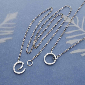 Sterling Silver 13mm Charm Holder Link Necklace