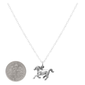 Sterling Silver Realistic Horse Necklace with Dime