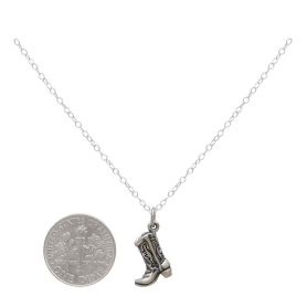 Sterling Silver Cowboy Boot Necklace with Dime