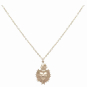 Bronze Flaming Sacred Heart Necklace with Gold Fill Chain Front View