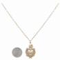 Bronze Flaming Sacred Heart Necklace with Gold Fill Chain with Dime