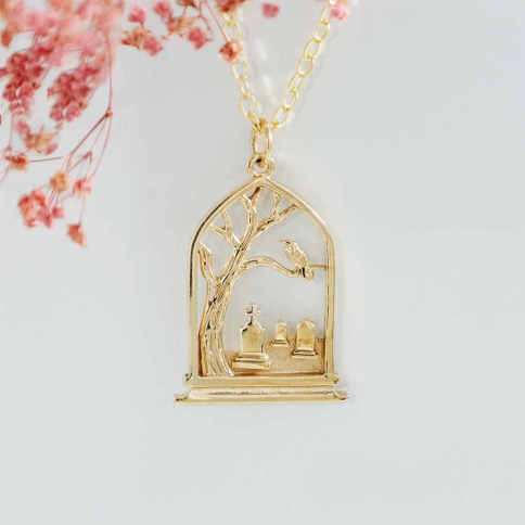 Bronze Graveyard Necklace with Gold Fill Chain