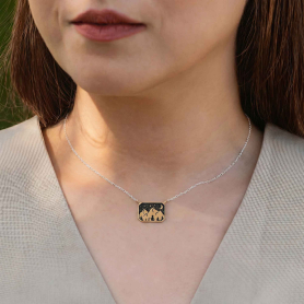 Bronze Mountain Range Festoon Necklace on woman