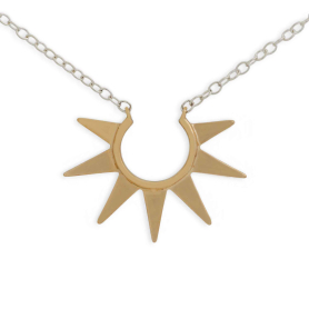 Bronze Half Sun Festoon Necklace with Silver Chain