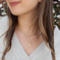 Bronze Bowtie Pasta Necklace with Gold Fill Chain on model