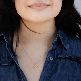 Bronze Bee Necklace with Gold Fill 18 Inch Chain