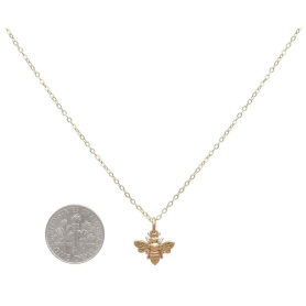Bronze Bee Necklace with Gold Fill 18 Inch Chain with Dime