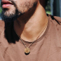 Bronze Pegasus Coin Necklace with Gold Fill Chain on neck