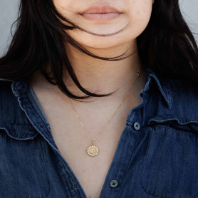 Bronze Hanging Bat Necklace with Gold Fill 18 Inch Chain