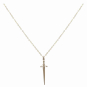 Bronze Sword Necklace with Gold Fill Chain Front View