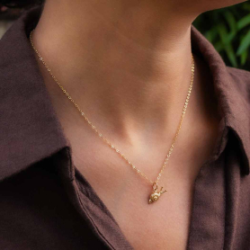 Bronze Snail Necklace on Neck