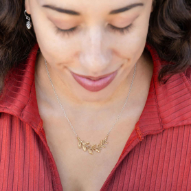 Bronze Laurel Wreath Festoon Necklace on model