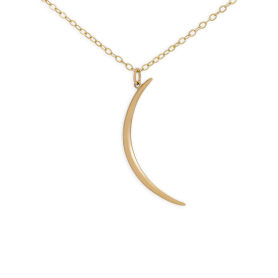Bronze Ridged Crescent Moon Necklace on Gold Fill Chain