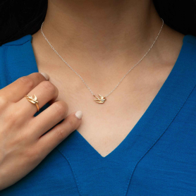 Bronze Swallow Festoon Necklace on neck