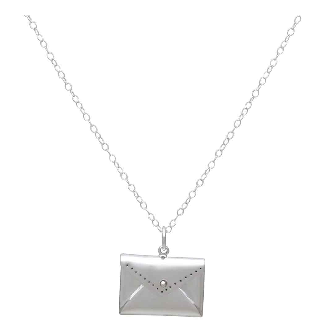 925 Sterling Silver Love Letter Envelope Locket Charm Pendant Necklace