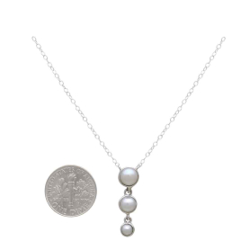 Sterling Silver Triple Pearl Drop Necklace with dime