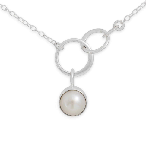 Nina Designs Sterling Silver Circle of Life Necklace with Pearl